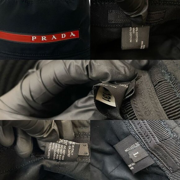 Prada Sports Logo Cotton Bucket Hat Accessory L Black 84155 main image 5